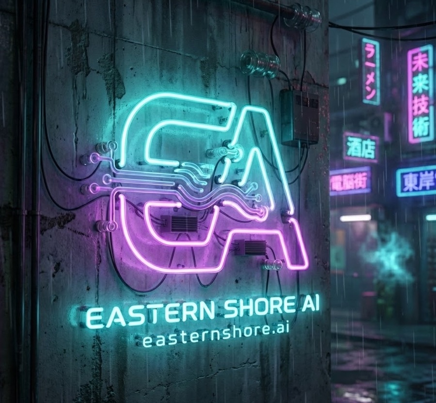 Eastern Shore AI neon sign logo