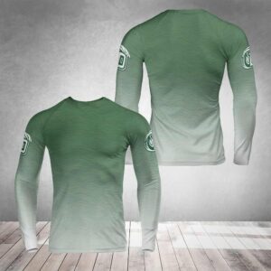 Green Wave Green Collar All-over Print Long Sleeve Rash Guard
