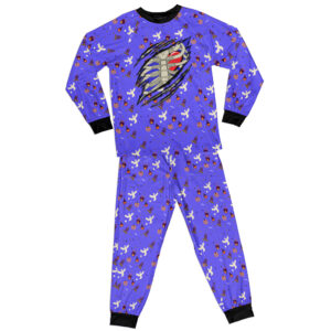 Skeleton Blue All-over Print Adult Raglan Pajamas Set