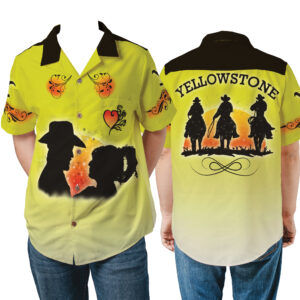 Yellow Women's Crop Hawaiian Shirt